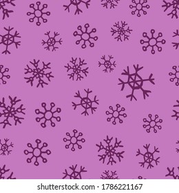 Seamless background of hand drawn snowflakes. Christmas and New Year decoration elements. Vector illustration.