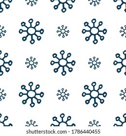Seamless background of hand drawn snowflakes. Christmas and New Year decoration elements. Vector illustration.