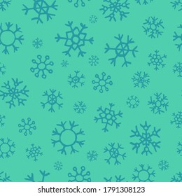 Seamless background of hand drawn snowflakes. Christmas and New Year decoration elements. Vector illustration.