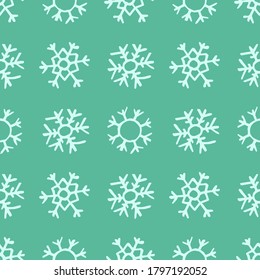 Seamless background of hand drawn snowflakes. Christmas and New Year decoration elements. Vector illustration.