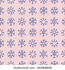 Nahtloser Hintergrund handgezeichneter Schneeflocken. Weihnachts- und Neujahrsdekoration. Vektorgrafik.