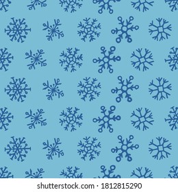 El fondo de los copos de nieve dibujados a mano es impecable. Elementos decorativos de Navidad y Año Nuevo. Ilustración vectorial.