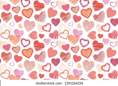 Sencillo fondo de corazones estilizados a mano para San Valentín, Save the Date o el diseño de la tarjeta de bienvenida de invitación de boda