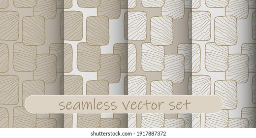Seamless background. Hand drawn vector wooden slice. Pine tree. Organic modern ecological design. Black and white isolated set. Forest floor. 
