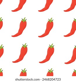 Seamless background with hand drawn vegetables. Flat chilli. Vegetarian healthy food texture. Vegan, farm-raised, organic, detox