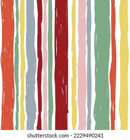 Seamless background with hand drawn vertical stripes in natural natural colors. Summer style. Vector