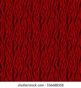 Seamless background with hand drawn waves or ribbons. Vector illustration. Doodle.