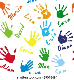 Seamless background with hand prints