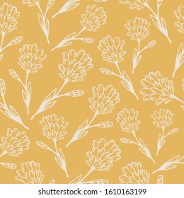 Seamless background with hand-drawn floral pattern. It can be used for decoration of textile, paper and other surfaces. 