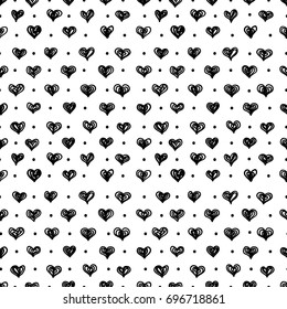 seamless background with hand-drawn hearts. Seamless pattern with hearts.