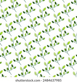 Seamless background of hand-painted leaves. Texture for printing on fabric, wallpaper, posters, website design.