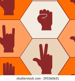 Seamless background with hands and finger icons for your design