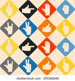 Seamless background with hands and finger icons for your design