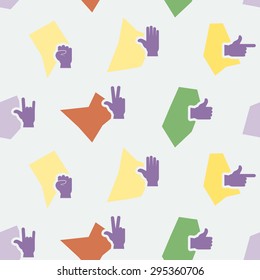 Seamless background with hands and finger icons for your design