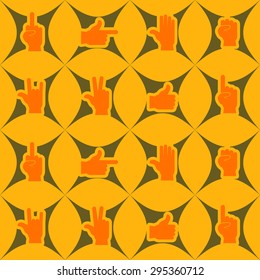Seamless background with hands and finger icons for your design
