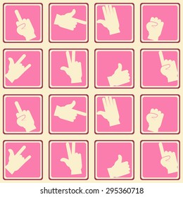 Seamless background with hands and finger icons for your design