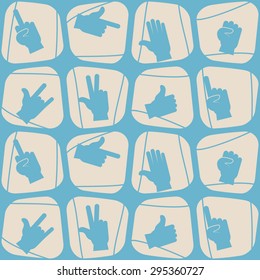 Seamless background with hands and finger icons for your design