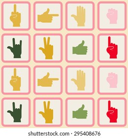 Seamless background with hands and finger icons for your design