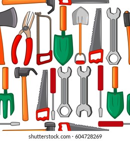 Seamless background with handtools illustration