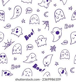 Sensación de felicidad de Halloween con fantasmas al estilo de doodle