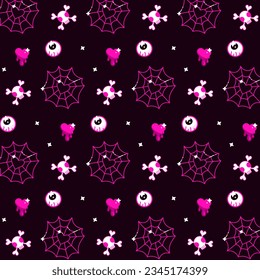 Seamless background for happy halloween holiday for fabric and wrapping. Pinkcore. barbiecore.