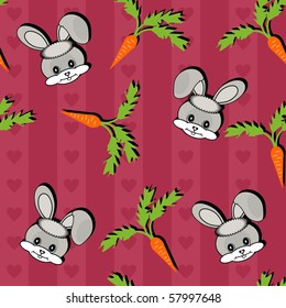 seamless background with hares and carrots