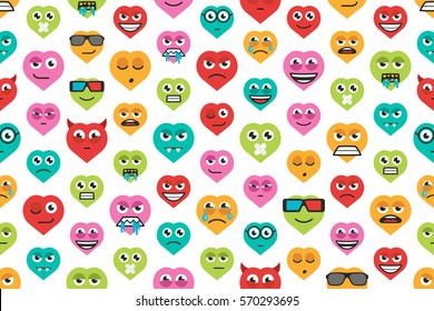 seamless background of heart emoticons