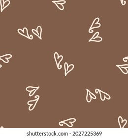 Seamless background heart gender neutral pattern. Whimsical minimal earthy 2 tone color. kids nursery wallpaper or boho cartoon fashion all over print.