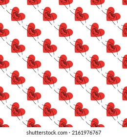 Nahtloser Hintergrund mit einem Herz in Handform.Valentinstag Design. Vektorgrafik
