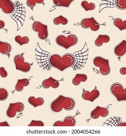 Seamless background with heart shapes. Vector illustration.