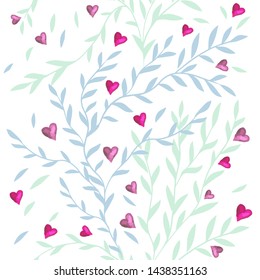 A seamless background with hearts.