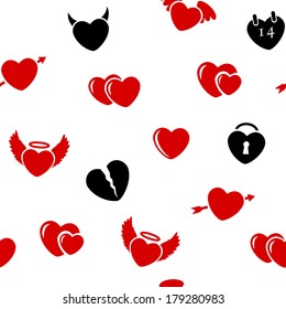 Seamless background and hearts