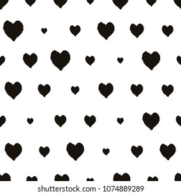 Seamless background with hearts. black and white. Vector flat illustration can be used in design, printing on fabric and paper.