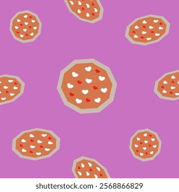 Seamless background with hearts in cookie. Beautiful heart background for valentine festival. Backdrop wallpaper concept. Geometry shape abstract tie-dye wallpaper.