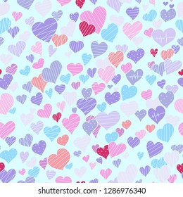 
Seamless background with hearts. Doodle pattern. For the decor of Valentine's day, wedding