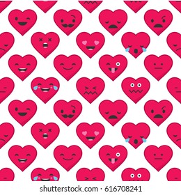 Seamless background with Hearts emotions. Vector illustration.