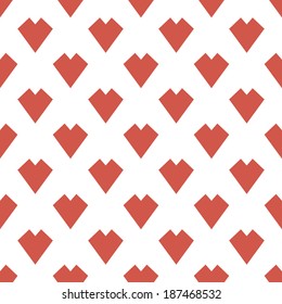 seamless background with Hearts game suit on a white background
