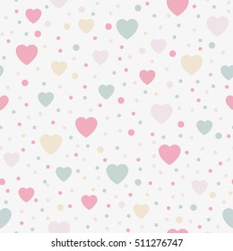 Seamless Background Hearts. Great For Baby, Birthday, Baby Shower Celebration Greeting And Invitation Card. Mother's Day, Valentine's Day, Easter, Wedding, Scrapbook, Gift Wrapping Paper, Web Banner.