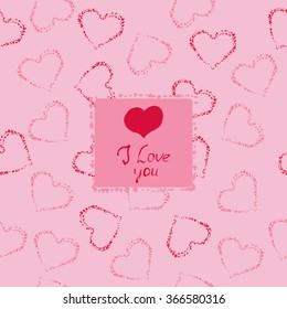 Seamless background of hearts. Ink Doodle. For the decoration of greetings cards 