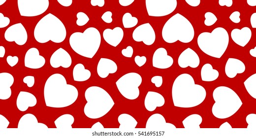 Seamless Background of hearts isolated on red background. Vector illustration