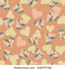 Seamless background with hearts. Modern, fashionable, geometric pattern.