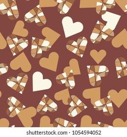 Seamless background with hearts. Modern, fashionable, geometric pattern.