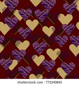 Seamless background with hearts. Modern, fashionable, geometric pattern.