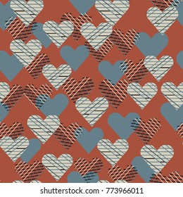 Seamless background with hearts. Modern, fashionable, geometric pattern.
