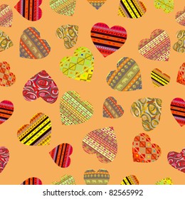  Seamless background with hearts on different motifs