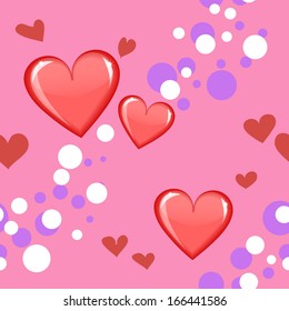 Seamless background with hearts on Valentine's Day