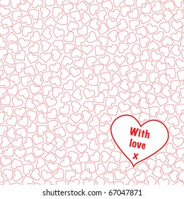 A seamless background of hearts on white. Fully editable for insertion of your own text. EPS10 vector format.
