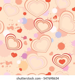 seamless background with hearts and splashes