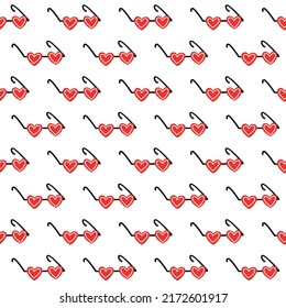 El fondo es impecable, con gafas en forma de corazón. Patrón para el Día de San Valentín. Ilustración del vector
