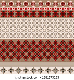 Seamless background with heraldic rosettes and contrasting stripes